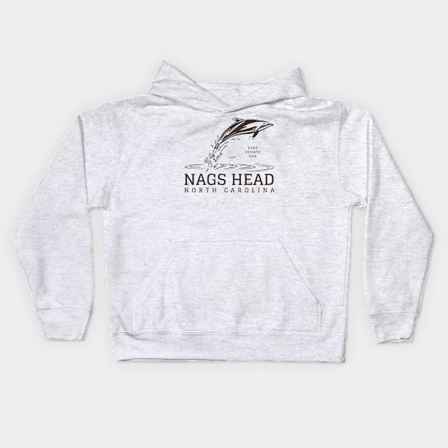 Nags Head, NC Summertime Vacationing Dolphin Kids Hoodie by Contentarama
